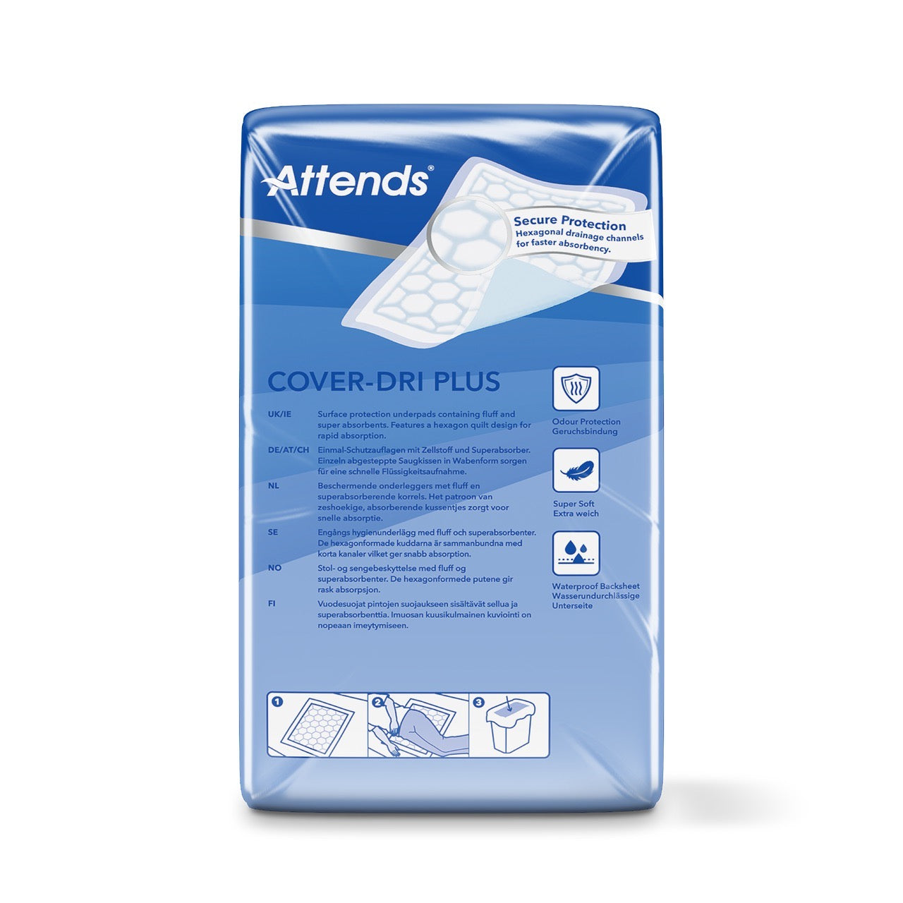 Attends Cover-Dri PLUS 60 x 60 cm Disposable Bed Pads - 50 pack