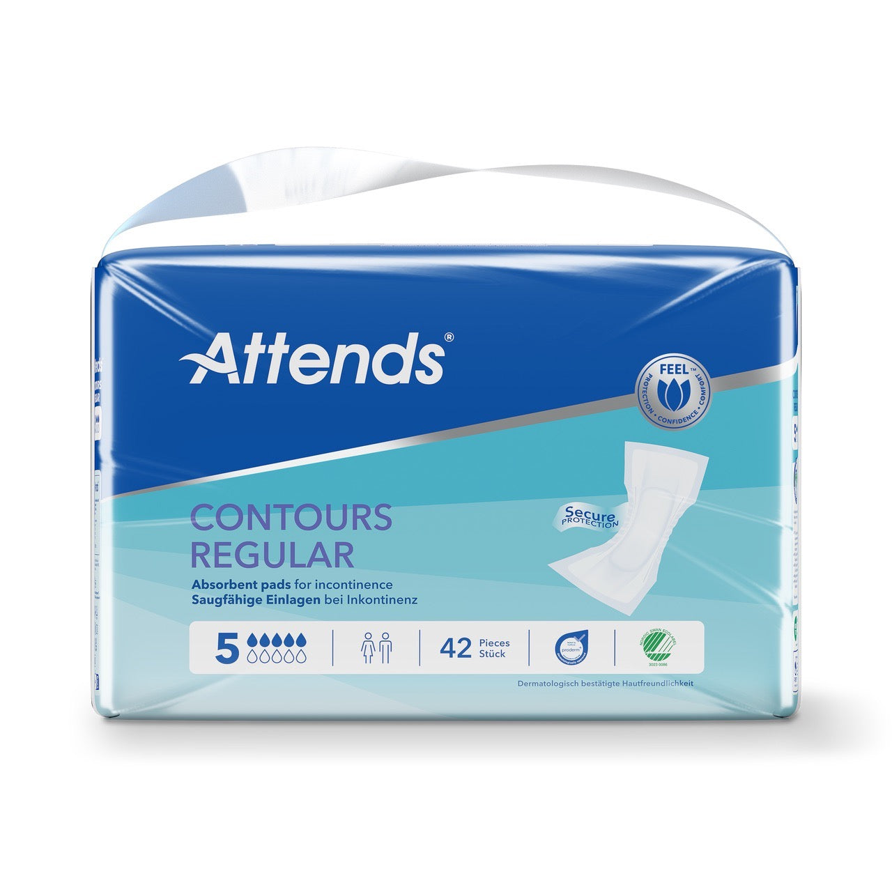 Attends Contours Regular 5, Body Shaped Pads - Pack of 42
