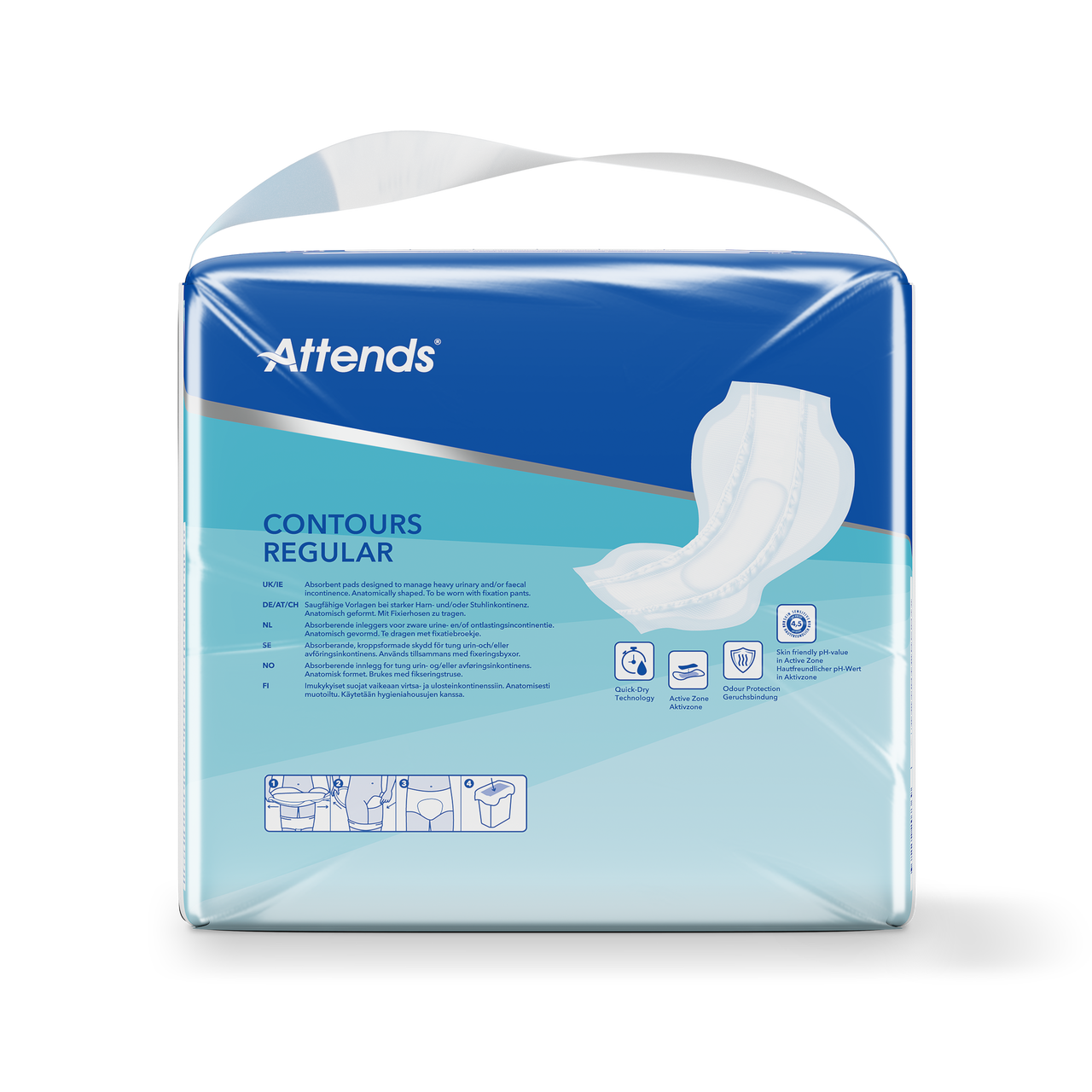 Attends Contours Regular 9, Large Shaped Pads - Pack of 28