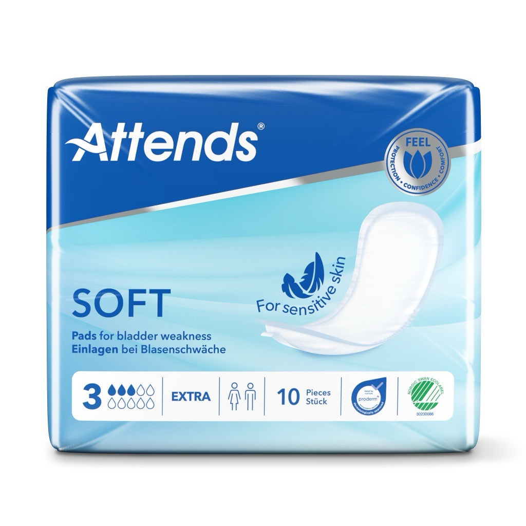 Attends Soft 3 Extra Unisex Incontinence Pads - 10 Pack