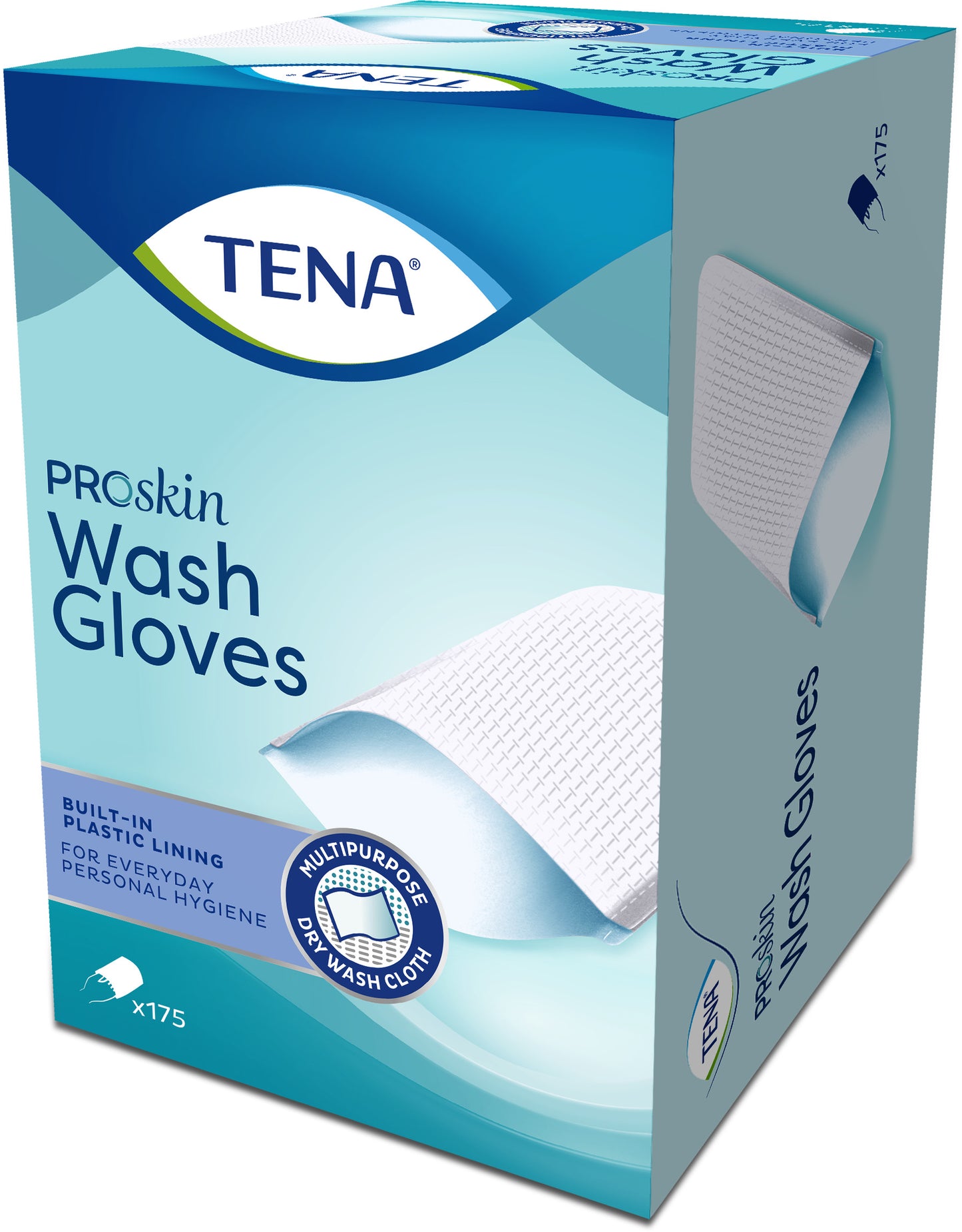 TENA ProSkin Wash Gloves with Lining - 175 Pack