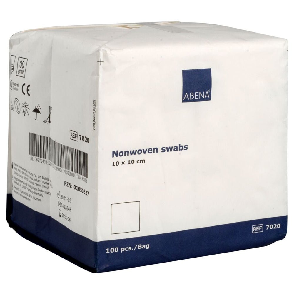ABENA Gauze Pads, Non-Woven Compress 10x10cm - Pack of 100 - Discount Medical