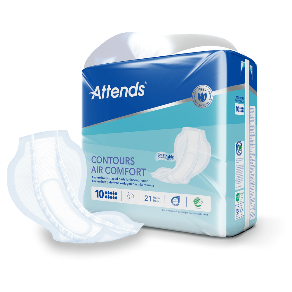 Attends Contours Air Comfort 10, Large Shaped Pads - Pack of 21 - Discount Medical