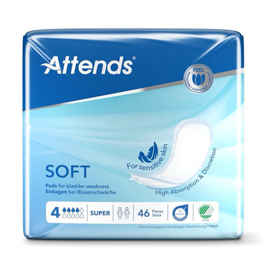 Attends Soft 4 Super Unisex Incontinence Pads - 46 Pack - Discount Medical
