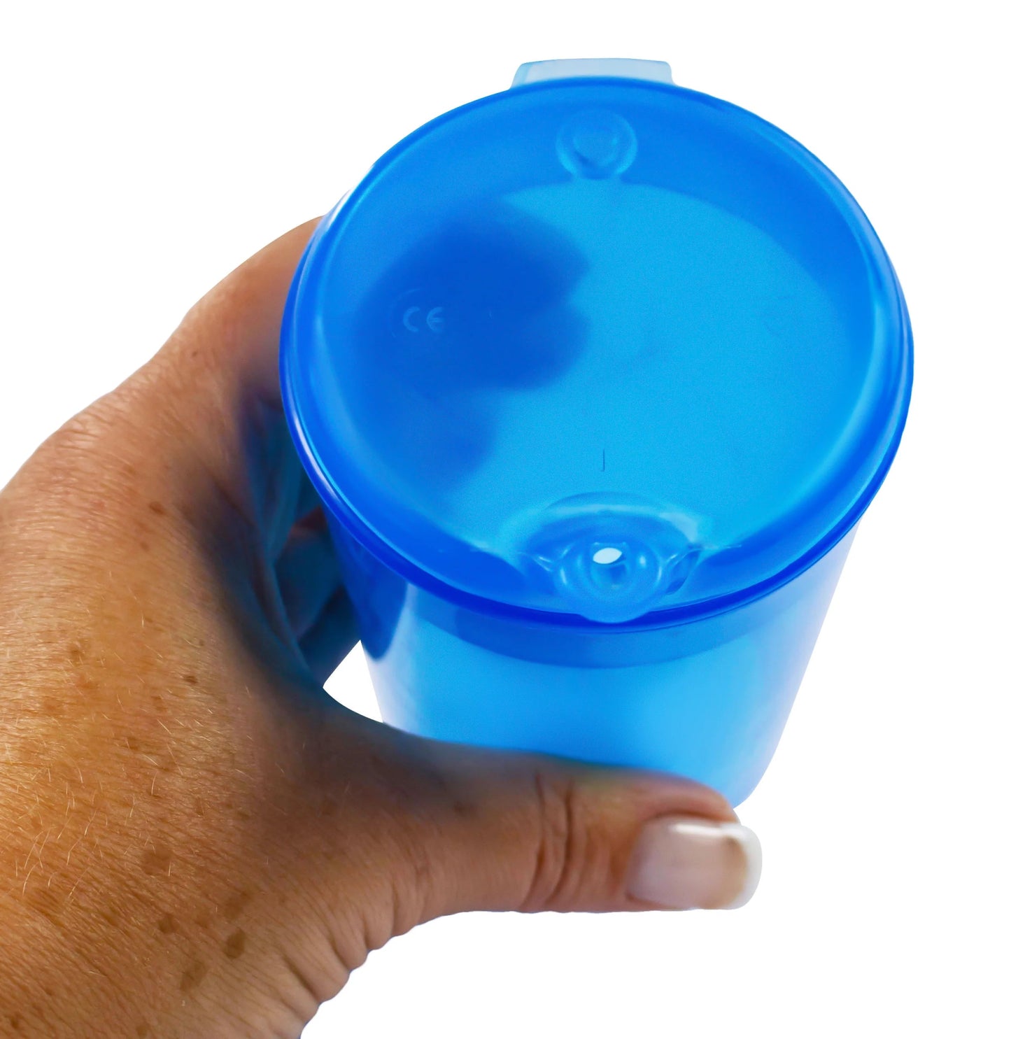 Medi - Inn Adult Drinking Beaker Blue 250ml with lid 4 x 4mm Spout - Discount Medical