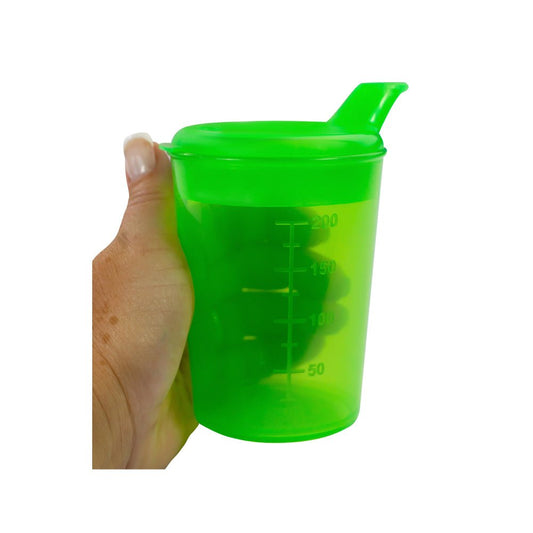 Medi - Inn Adult Drinking Beaker Green 250ml with lid 12 x 10mm Spout - Discount Medical