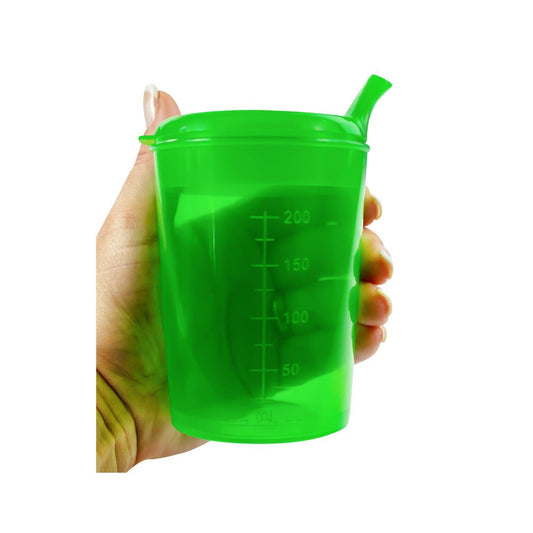Medi - Inn Adult Drinking Beaker Green 250ml with lid 4 x 4mm Spout - Discount Medical