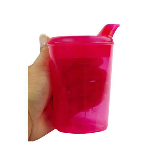 Medi - Inn Adult Drinking Beaker Red 250ml with lid 12 x 10mm Spout - Discount Medical