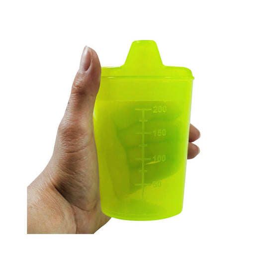 Medi - Inn Adult Drinking Beaker Yellow 250ml with lid 12 x 10mm Spout - Discount Medical