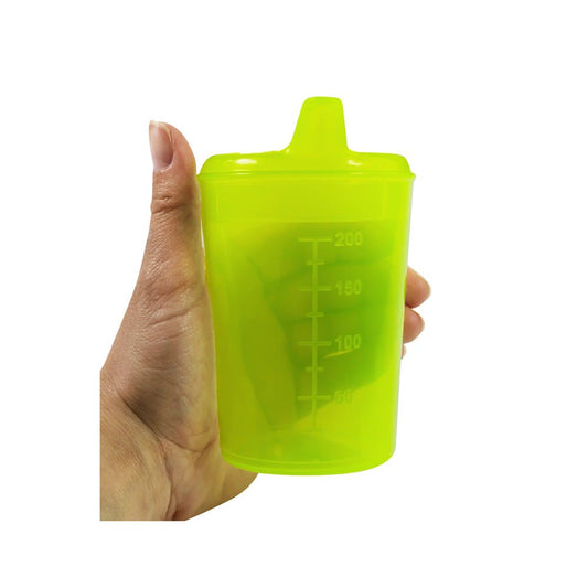 Medi - Inn Adult Drinking Beaker Yellow 250ml with lid 4 x 4mm Spout - Discount Medical