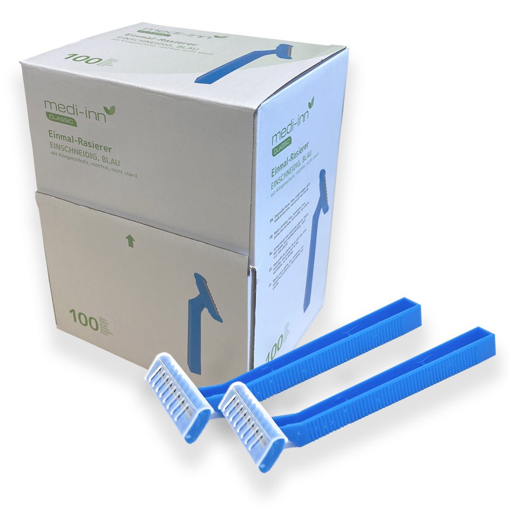 Medi - Inn Disposable Single Blade Body Razor Blue - 100 Pack - Discount Medical