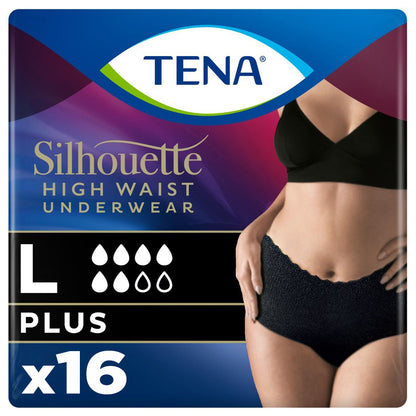 TENA Lady Silhouette Plus Large High Waist Black (1010ml) 2 Packs of 8