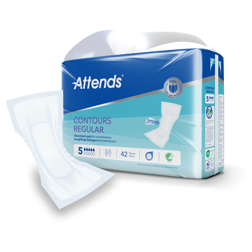 Attends Contours Regular 5, Body Shaped Pads - Pack of 42
