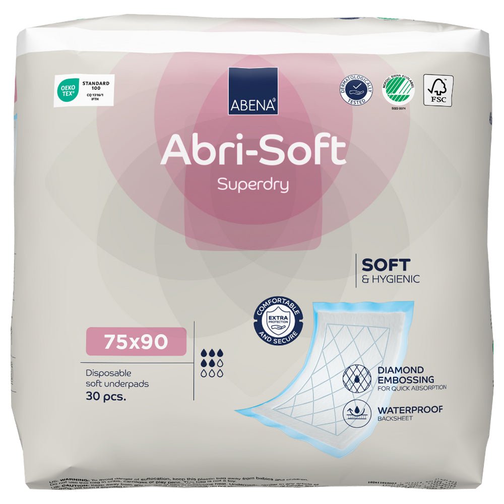 ABENA Abri-Soft Superdry Underpad 75 x 90cm (1800ml) 30 Pack - Discount Medical