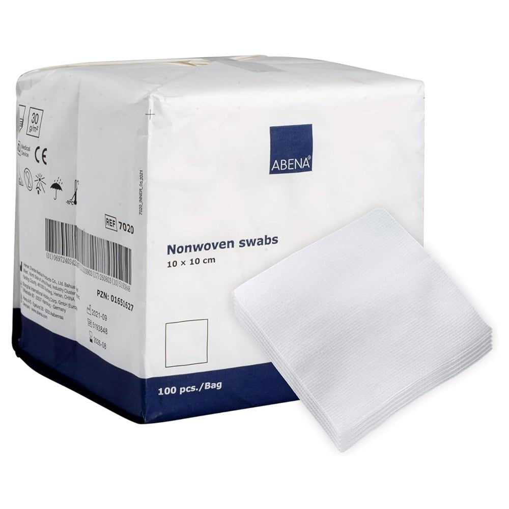 ABENA Gauze Pads, Non-Woven Compress 10x10cm - Pack of 100 - Discount Medical