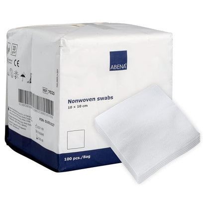 ABENA Gauze Pads, Non-Woven Compress 10x10cm - Pack of 100 - Discount Medical