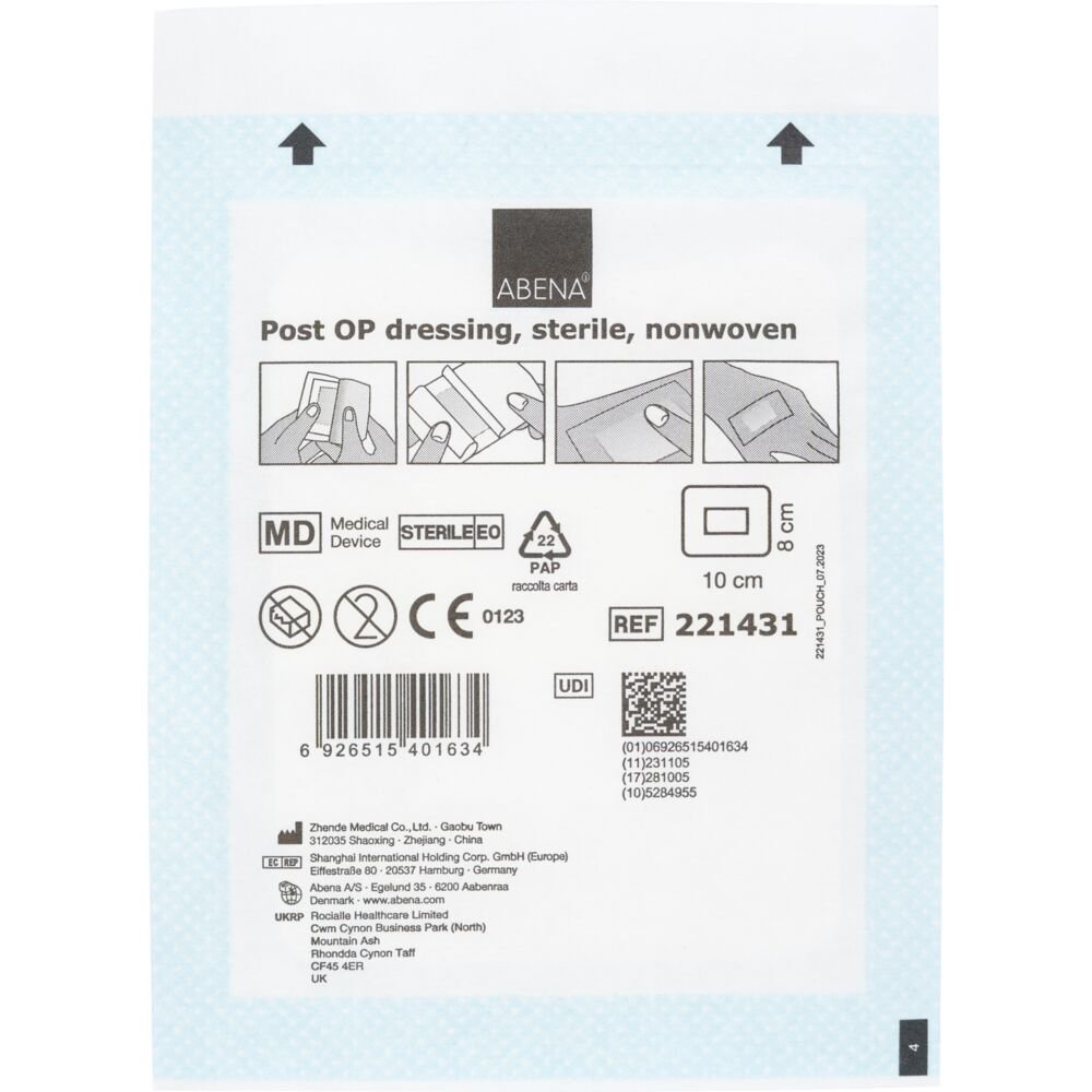 ABENA Post-OP Dressing, Sterile Latex-Free 8x10cm - Pack of 70 - Discount Medical