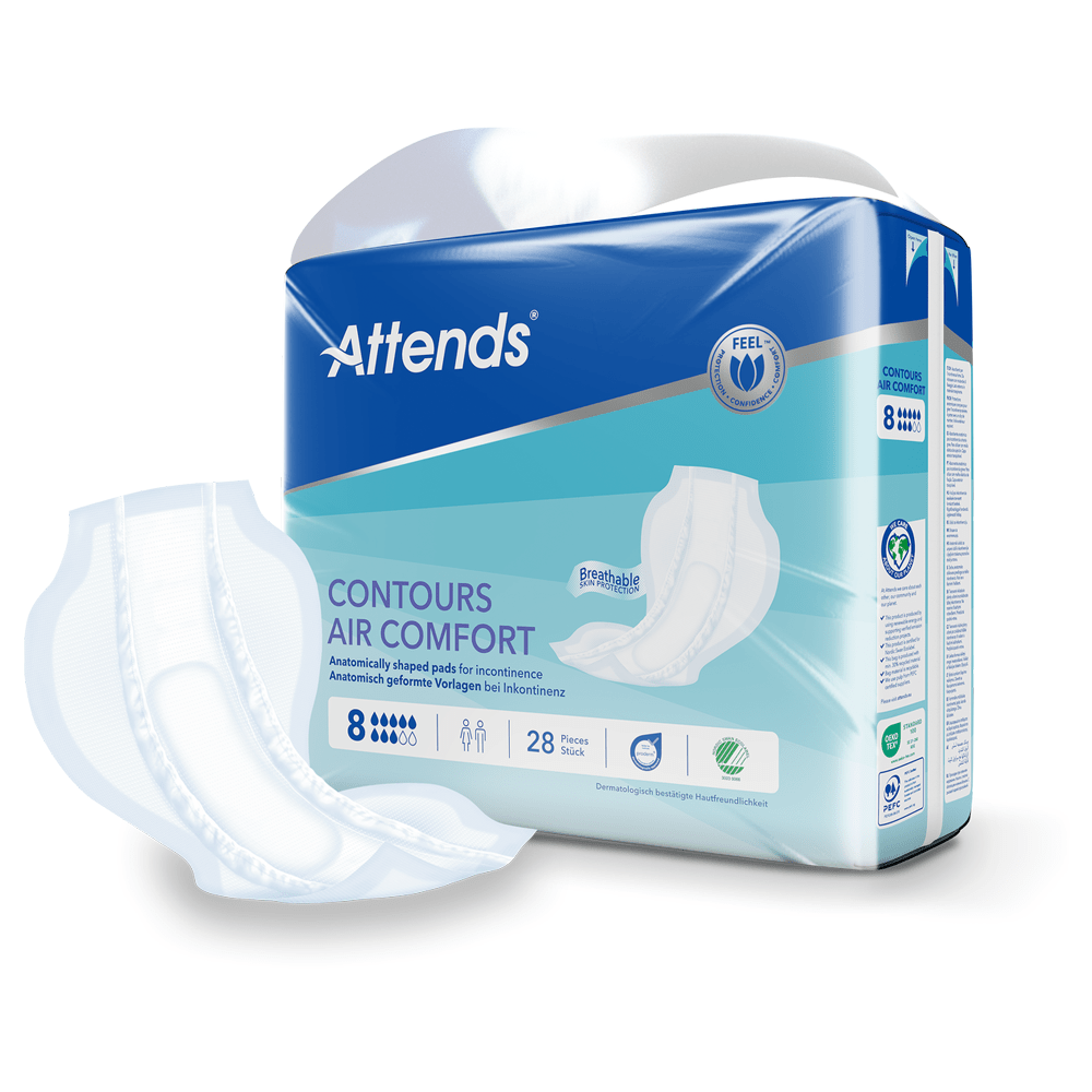 Attends Contours Air Comfort 8, Large Shaped Pads - Pack of 28 - Discount Medical