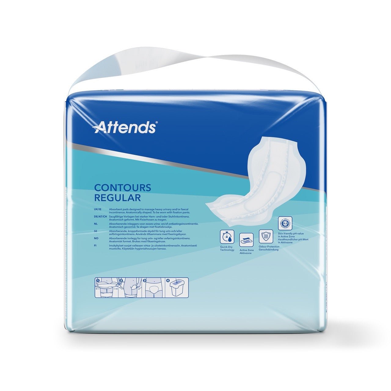 Attends Contours Regular 10, Large Shaped Pads - Pack of 21 - Discount Medical