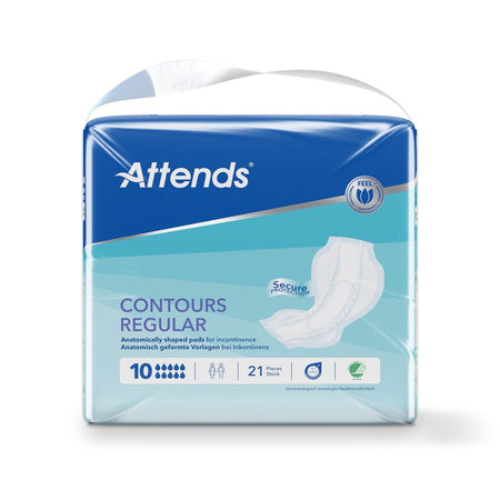 Attends Contours Regular 10, Large Shaped Pads - Pack of 21 - Discount Medical
