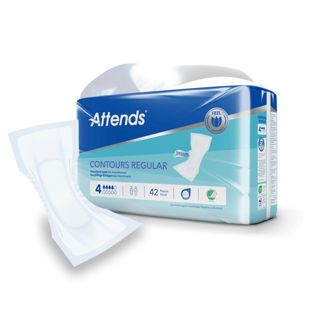 Attends Contours Regular 4, Anatomically Shaped Pads - Pack of 42 - Discount Medical