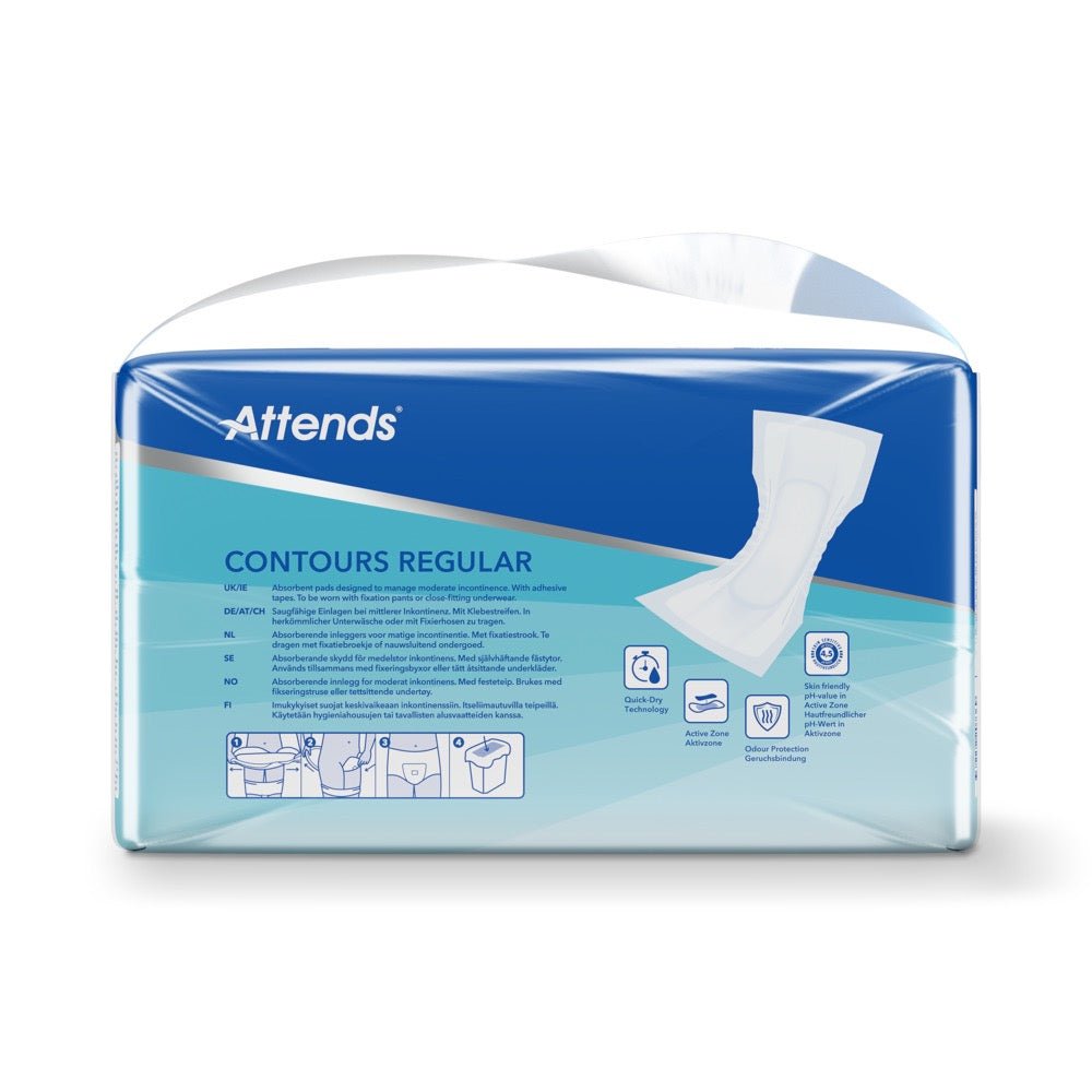 Attends Contours Regular 4, Anatomically Shaped Pads - Pack of 42 - Discount Medical