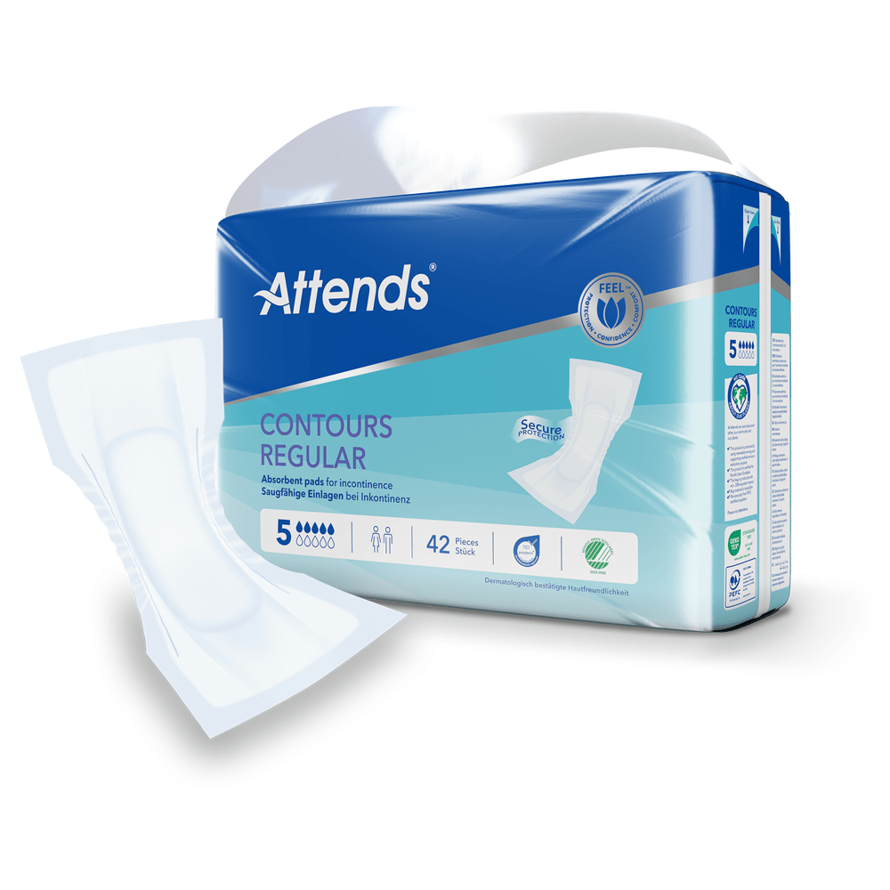 Attends Contours Regular 5, Body Shaped Pads - Pack of 42 - Discount Medical