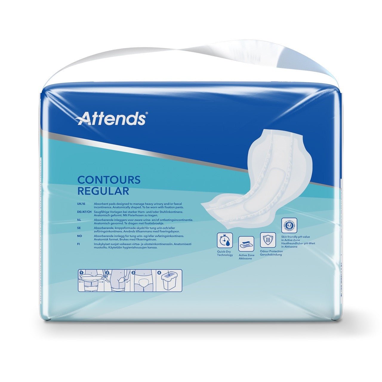 Attends Contours Regular 6, Body Shaped Pads - Pack of 35 - Discount Medical