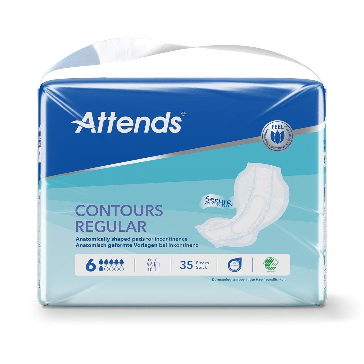 Attends Contours Regular 6, Body Shaped Pads - Pack of 35 - Discount Medical