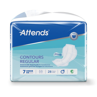 Attends Contours Regular 7, Anatomically Shaped Pads - Pack of 28 - Discount Medical