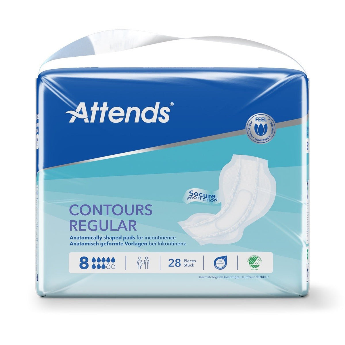 Attends Contours Regular 8, Large Shaped Pads - Pack of 28 - Discount Medical
