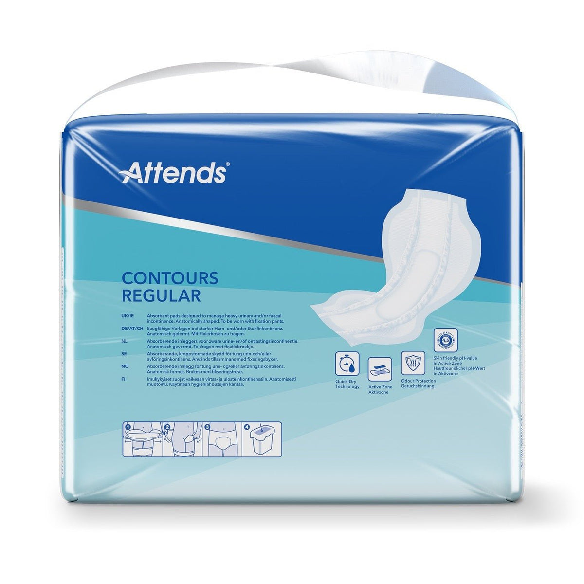 Attends Contours Regular 8, Large Shaped Pads - Pack of 28 - Discount Medical