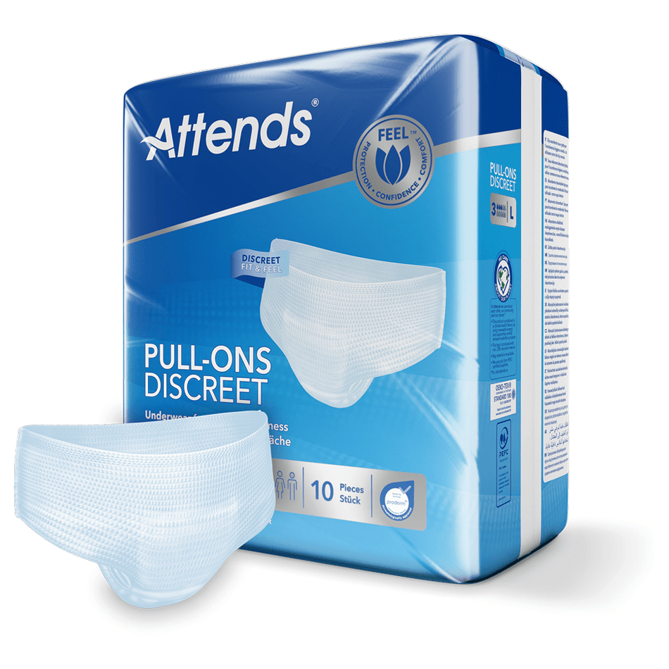 Attends Discreet Pull - Ons Discreet Underwear 3L Large - Pack of 10 - Discount Medical