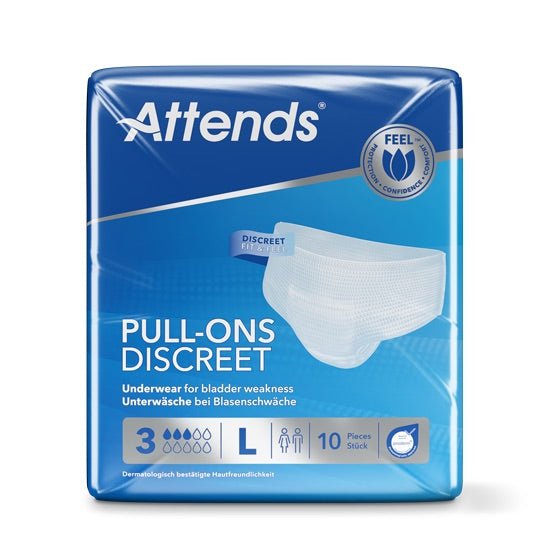 Attends Discreet Pull - Ons Discreet Underwear 3L Large - Pack of 10 - Discount Medical