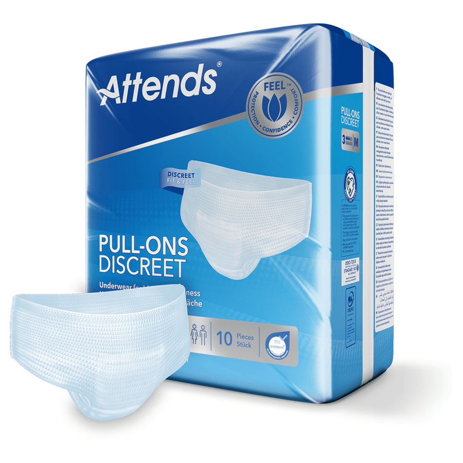 Attends Discreet Pull - Ons Discreet Underwear 3M Medium - Pack of 10 - Discount Medical