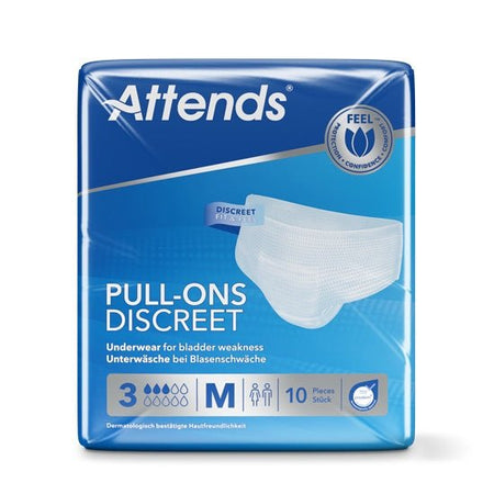 Attends Discreet Pull - Ons Discreet Underwear 3M Medium - Pack of 10 - Discount Medical