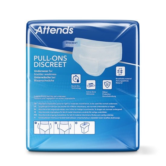 Attends Discreet Pull - Ons Discreet Underwear 3M Medium - Pack of 10 - Discount Medical