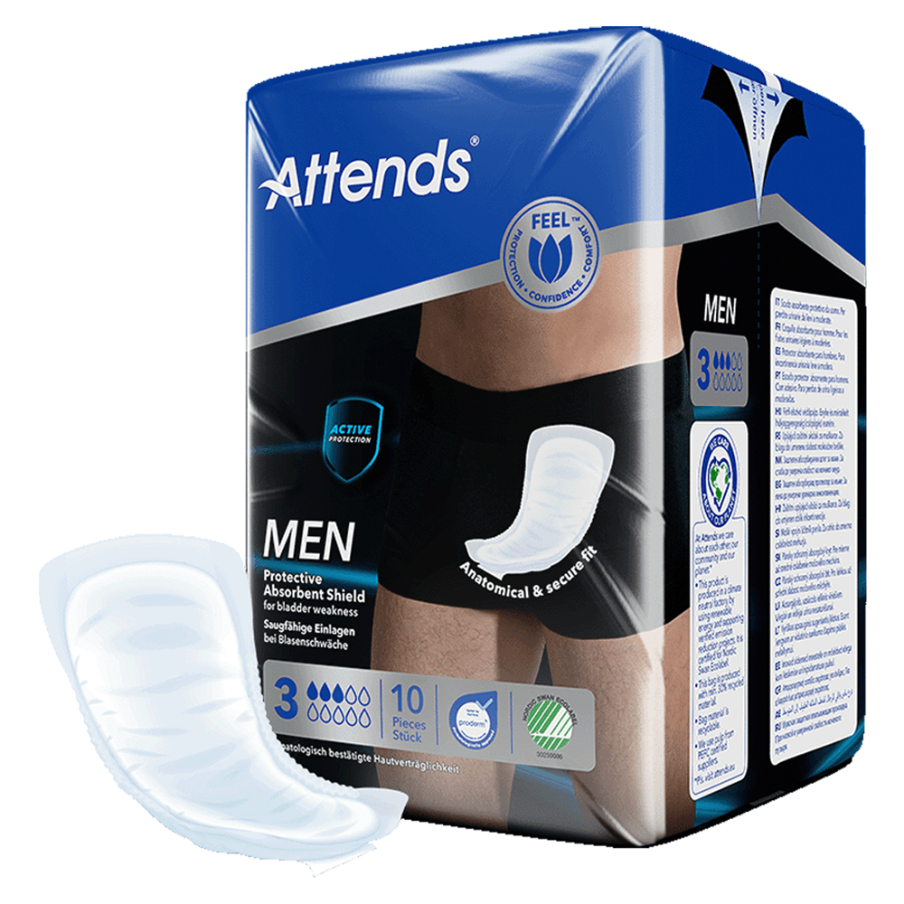 Attends Men 3 Protective Absorbent Shield - Pack of 10 - Discount Medical