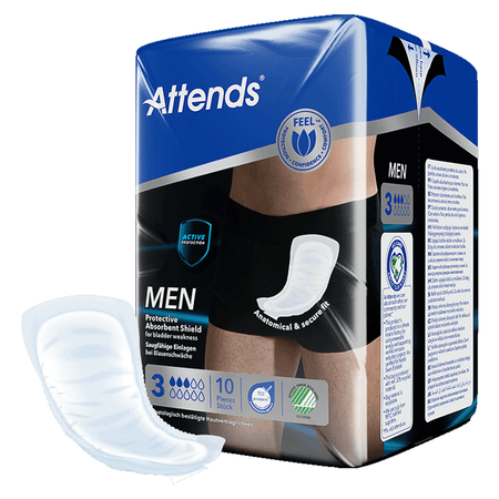 Attends Men 3 Protective Absorbent Shield - Pack of 10 - Discount Medical
