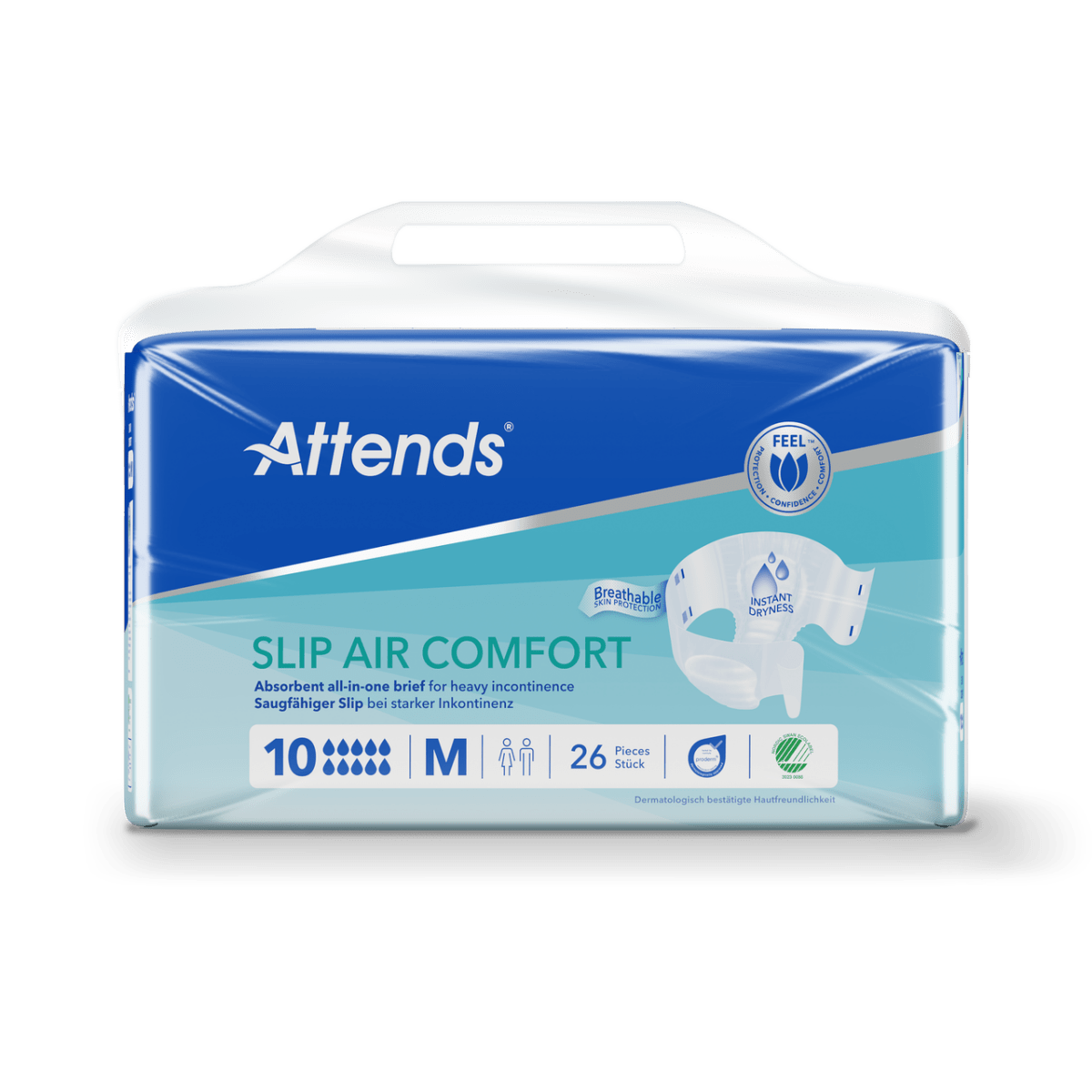 Attends Slip Air Comfort 10 Medium (2514ml) 26 Pack - Discount Medical