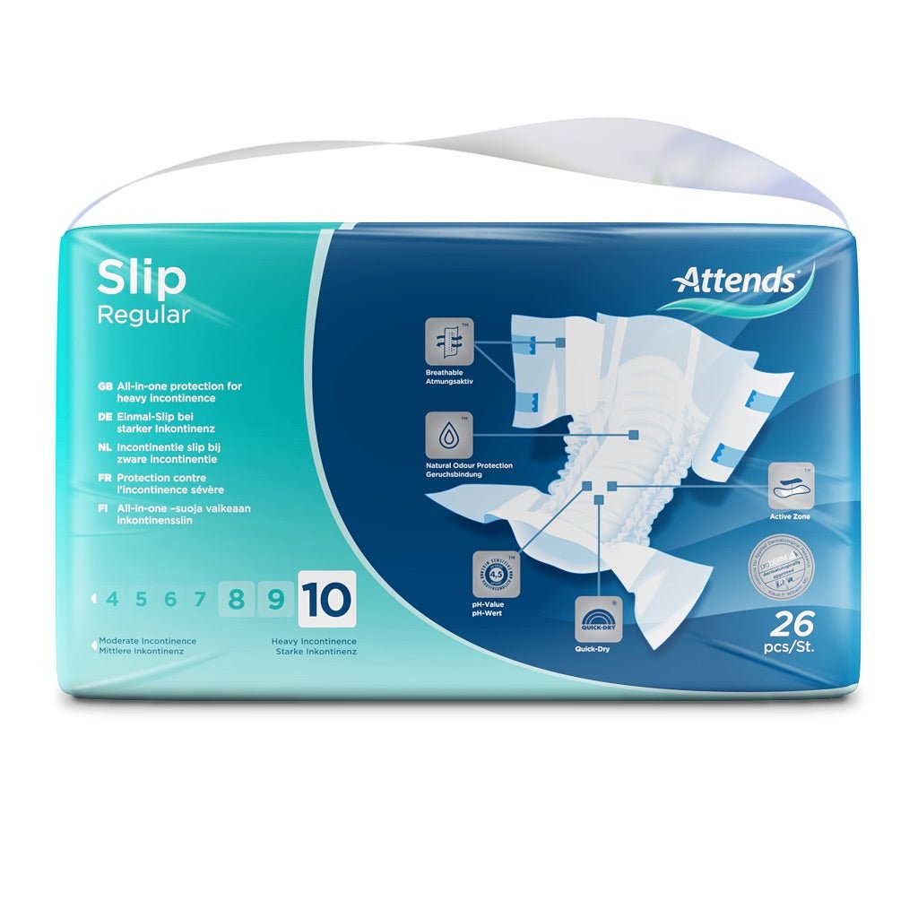 Attends Slip Regular 10 M, Medium - 26 Pack - Discount Medical