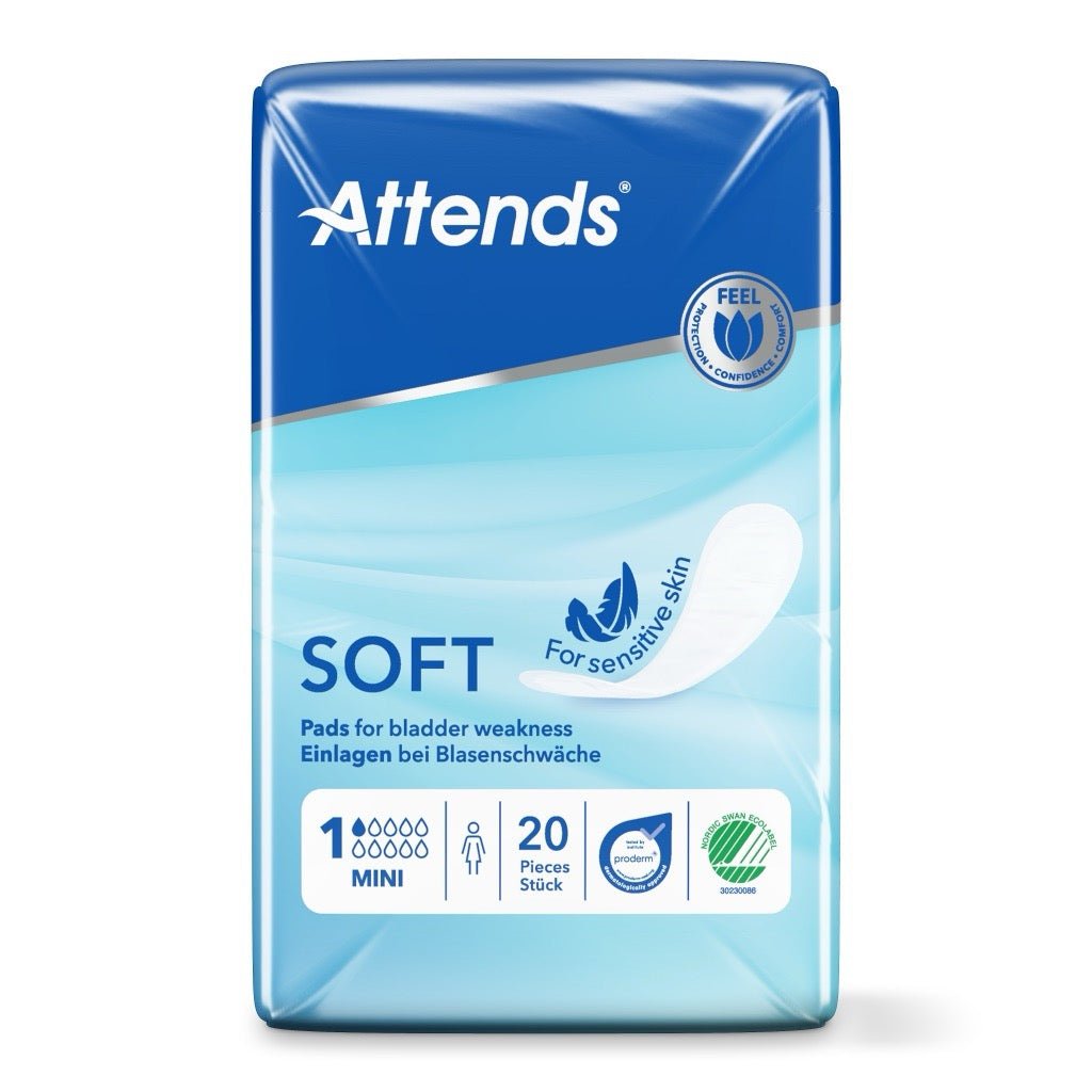 Attends Soft 1 Ladies Mini Incontinence Pads - 20 Pack - Discount Medical
