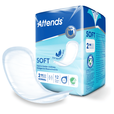 Attends Soft 2 Normal Unisex Incontinence Pads - 12 Pack