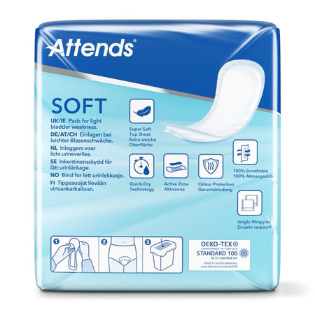 Attends Soft 3+ Extra Plus Unisex Incontinence Pads - 10 Pack - Discount Medical