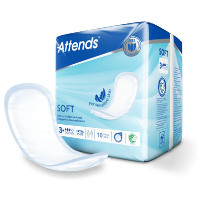 Attends Soft 3+ Extra Plus Unisex Incontinence Pads - 10 Pack