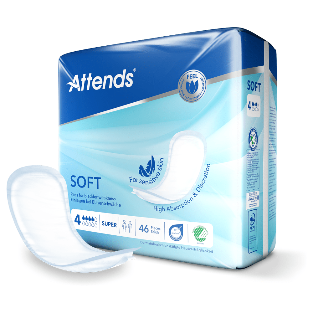 Attends Soft 4 Super Unisex Incontinence Pads - 46 Pack - Discount Medical