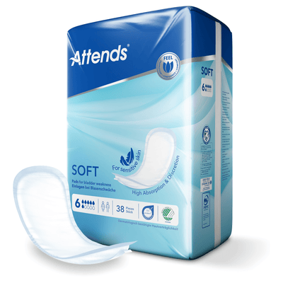 Attends Soft 6 Unisex Incontinence Pads - 38 Pack