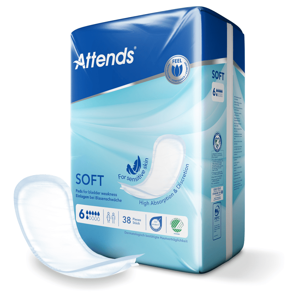 Attends Soft 6 Unisex Incontinence Pads - 38 Pack - Discount Medical