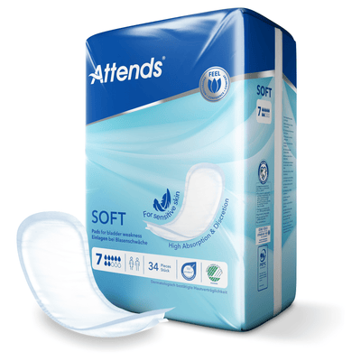 Attends Soft 7 Unisex Incontinence Pads - 34 Pack
