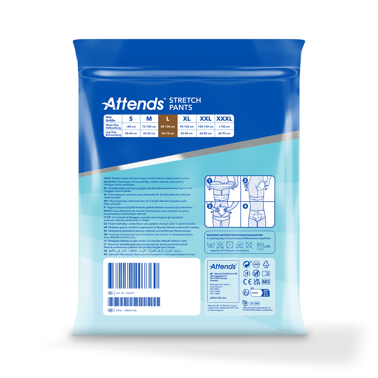 Attends Stretch Pants Large Washable Fixation Pants - 15 Pack - Discount Medical